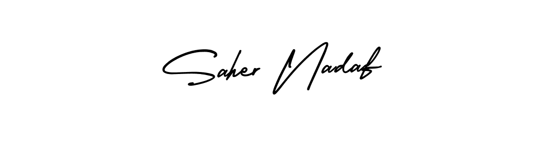 Saher Nadaf stylish signature style. Best Handwritten Sign (AmerikaSignatureDemo-Regular) for my name. Handwritten Signature Collection Ideas for my name Saher Nadaf. Saher Nadaf signature style 3 images and pictures png