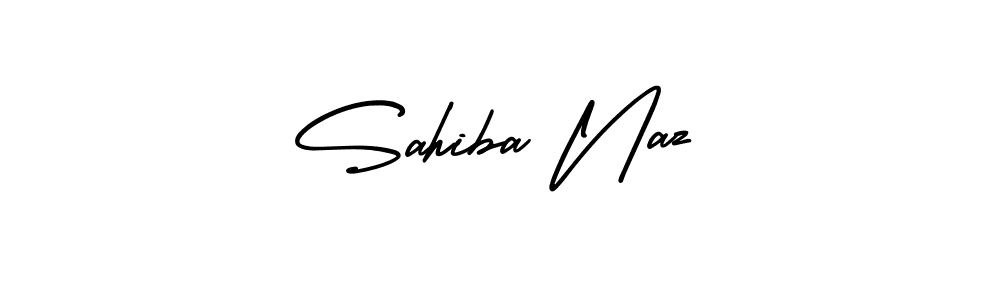 You should practise on your own different ways (AmerikaSignatureDemo-Regular) to write your name (Sahiba Naz) in signature. don't let someone else do it for you. Sahiba Naz signature style 3 images and pictures png