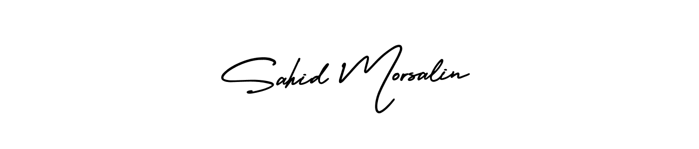 The best way (AmerikaSignatureDemo-Regular) to make a short signature is to pick only two or three words in your name. The name Sahid Morsalin include a total of six letters. For converting this name. Sahid Morsalin signature style 3 images and pictures png