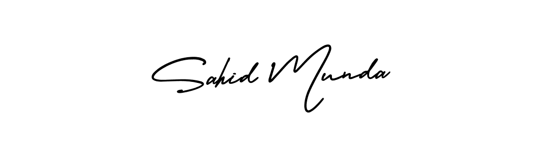 You should practise on your own different ways (AmerikaSignatureDemo-Regular) to write your name (Sahid Munda) in signature. don't let someone else do it for you. Sahid Munda signature style 3 images and pictures png