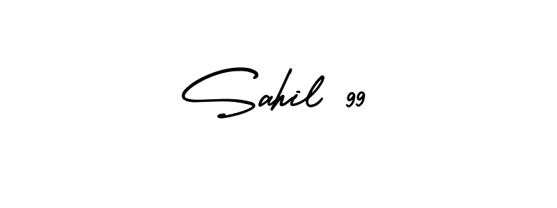 You should practise on your own different ways (AmerikaSignatureDemo-Regular) to write your name (Sahil 99) in signature. don't let someone else do it for you. Sahil 99 signature style 3 images and pictures png