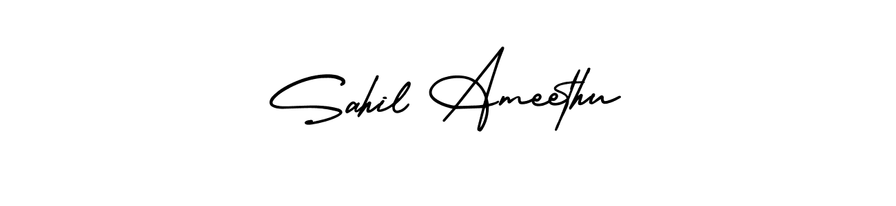 Sahil Ameethu stylish signature style. Best Handwritten Sign (AmerikaSignatureDemo-Regular) for my name. Handwritten Signature Collection Ideas for my name Sahil Ameethu. Sahil Ameethu signature style 3 images and pictures png