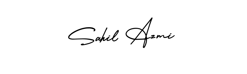 The best way (AmerikaSignatureDemo-Regular) to make a short signature is to pick only two or three words in your name. The name Sahil Azmi include a total of six letters. For converting this name. Sahil Azmi signature style 3 images and pictures png