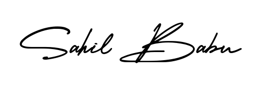 Practice writing Sahil Babu with the flow of AmerikaSignatureDemo-Regular lettering. A fantastic source of inspiration for developing your personal signature style. Sahil Babu signature style 3 images and pictures png