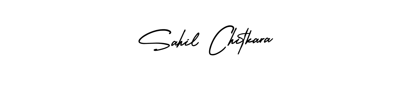 The best way (AmerikaSignatureDemo-Regular) to make a short signature is to pick only two or three words in your name. The name Sahil Chitkara include a total of six letters. For converting this name. Sahil Chitkara signature style 3 images and pictures png