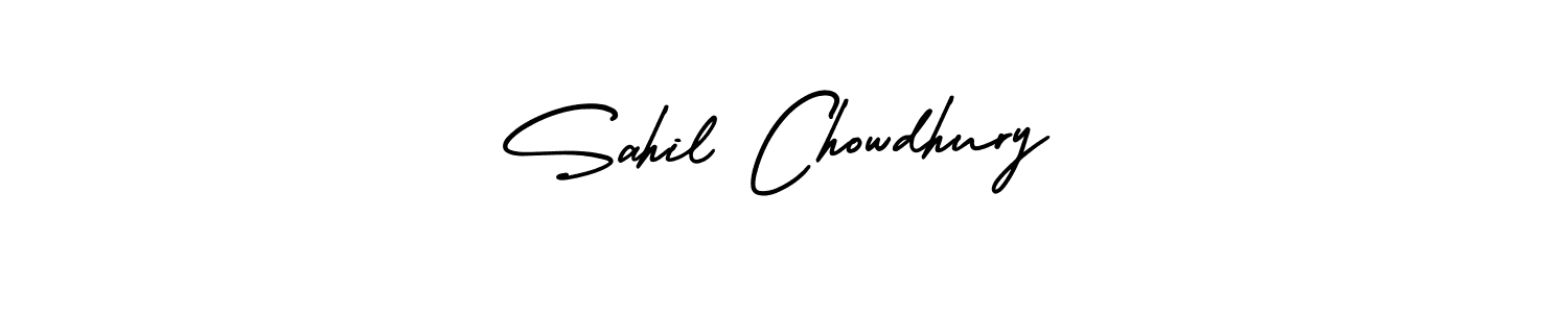 The best way (AmerikaSignatureDemo-Regular) to make a short signature is to pick only two or three words in your name. The name Sahil Chowdhury include a total of six letters. For converting this name. Sahil Chowdhury signature style 3 images and pictures png