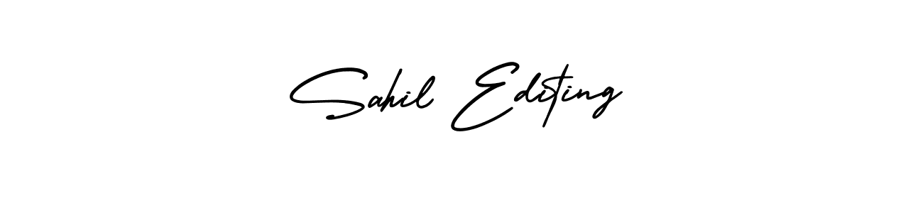 You should practise on your own different ways (AmerikaSignatureDemo-Regular) to write your name (Sahil Editing) in signature. don't let someone else do it for you. Sahil Editing signature style 3 images and pictures png