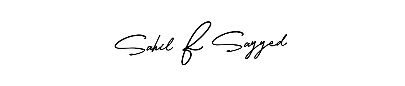 How to make Sahil F Sayyed signature? AmerikaSignatureDemo-Regular is a professional autograph style. Create handwritten signature for Sahil F Sayyed name. Sahil F Sayyed signature style 3 images and pictures png