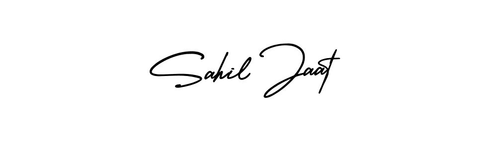 This is the best signature style for the Sahil Jaat name. Also you like these signature font (AmerikaSignatureDemo-Regular). Mix name signature. Sahil Jaat signature style 3 images and pictures png