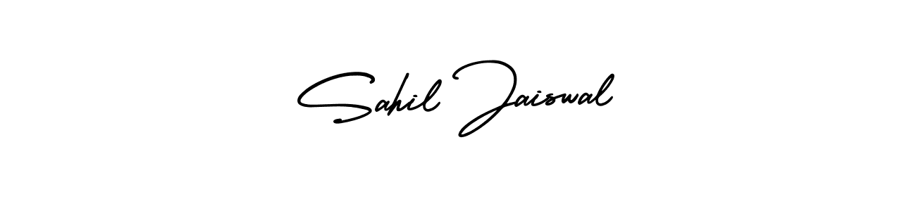 This is the best signature style for the Sahil Jaiswal name. Also you like these signature font (AmerikaSignatureDemo-Regular). Mix name signature. Sahil Jaiswal signature style 3 images and pictures png
