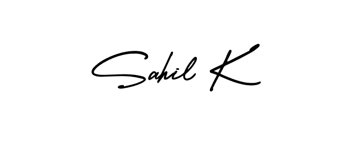 Similarly AmerikaSignatureDemo-Regular is the best handwritten signature design. Signature creator online .You can use it as an online autograph creator for name Sahil K. Sahil K signature style 3 images and pictures png