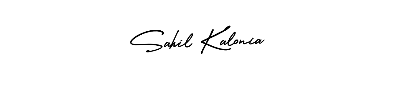 You should practise on your own different ways (AmerikaSignatureDemo-Regular) to write your name (Sahil Kalonia) in signature. don't let someone else do it for you. Sahil Kalonia signature style 3 images and pictures png
