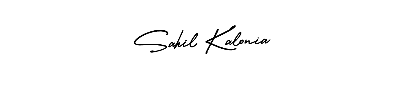 You should practise on your own different ways (AmerikaSignatureDemo-Regular) to write your name (Sahil Kalonia) in signature. don't let someone else do it for you. Sahil Kalonia signature style 3 images and pictures png