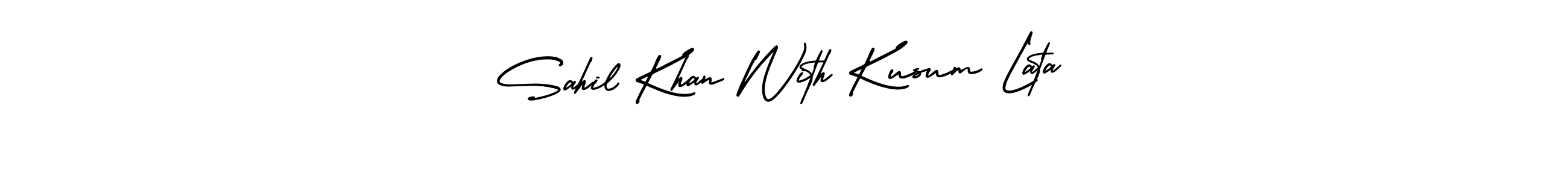 Sahil Khan With Kusum Lata stylish signature style. Best Handwritten Sign (AmerikaSignatureDemo-Regular) for my name. Handwritten Signature Collection Ideas for my name Sahil Khan With Kusum Lata. Sahil Khan With Kusum Lata signature style 3 images and pictures png