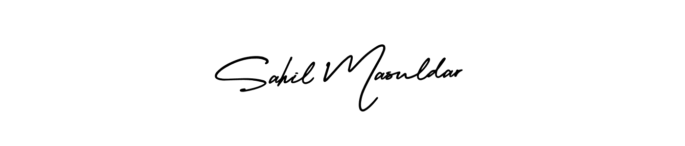 The best way (AmerikaSignatureDemo-Regular) to make a short signature is to pick only two or three words in your name. The name Sahil Masuldar include a total of six letters. For converting this name. Sahil Masuldar signature style 3 images and pictures png