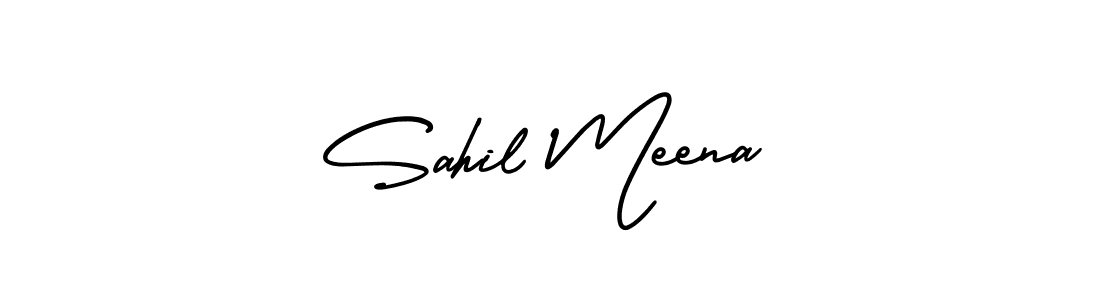 if you are searching for the best signature style for your name Sahil Meena. so please give up your signature search. here we have designed multiple signature styles  using AmerikaSignatureDemo-Regular. Sahil Meena signature style 3 images and pictures png