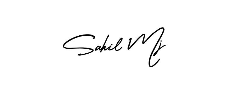 Sahil Mj stylish signature style. Best Handwritten Sign (AmerikaSignatureDemo-Regular) for my name. Handwritten Signature Collection Ideas for my name Sahil Mj. Sahil Mj signature style 3 images and pictures png