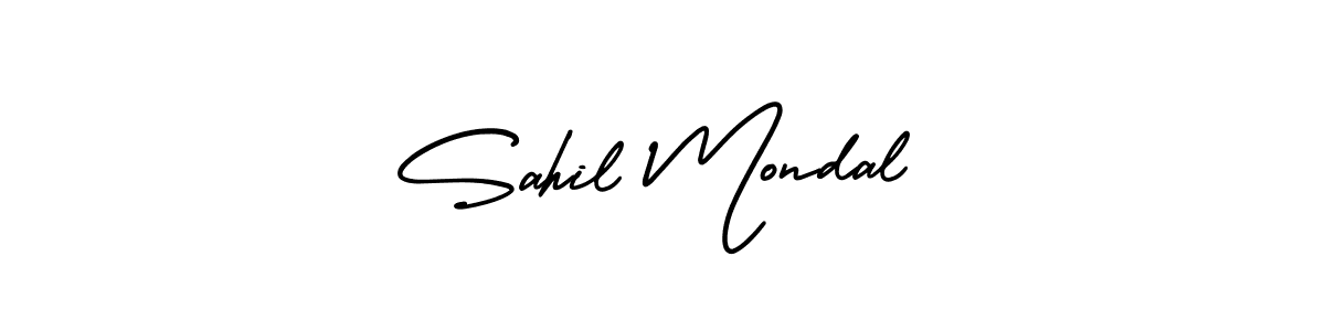 Make a short Sahil Mondal signature style. Manage your documents anywhere anytime using AmerikaSignatureDemo-Regular. Create and add eSignatures, submit forms, share and send files easily. Sahil Mondal signature style 3 images and pictures png