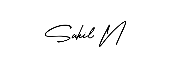 This is the best signature style for the Sahil N name. Also you like these signature font (AmerikaSignatureDemo-Regular). Mix name signature. Sahil N signature style 3 images and pictures png