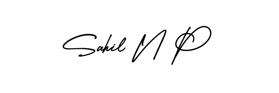 if you are searching for the best signature style for your name Sahil N P. so please give up your signature search. here we have designed multiple signature styles  using AmerikaSignatureDemo-Regular. Sahil N P signature style 3 images and pictures png