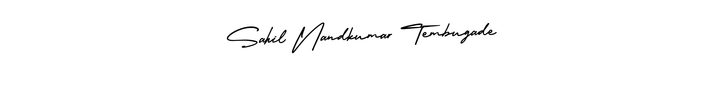 This is the best signature style for the Sahil Nandkumar Tembugade name. Also you like these signature font (AmerikaSignatureDemo-Regular). Mix name signature. Sahil Nandkumar Tembugade signature style 3 images and pictures png