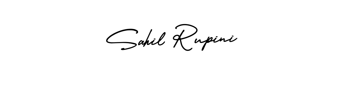 This is the best signature style for the Sahil Rupini name. Also you like these signature font (AmerikaSignatureDemo-Regular). Mix name signature. Sahil Rupini signature style 3 images and pictures png