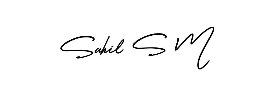 if you are searching for the best signature style for your name Sahil S M. so please give up your signature search. here we have designed multiple signature styles  using AmerikaSignatureDemo-Regular. Sahil S M signature style 3 images and pictures png