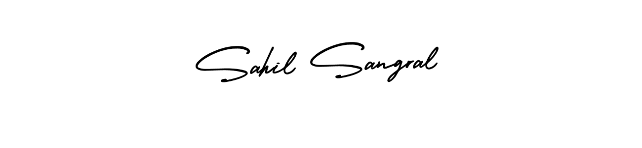 The best way (AmerikaSignatureDemo-Regular) to make a short signature is to pick only two or three words in your name. The name Sahil Sangral include a total of six letters. For converting this name. Sahil Sangral signature style 3 images and pictures png