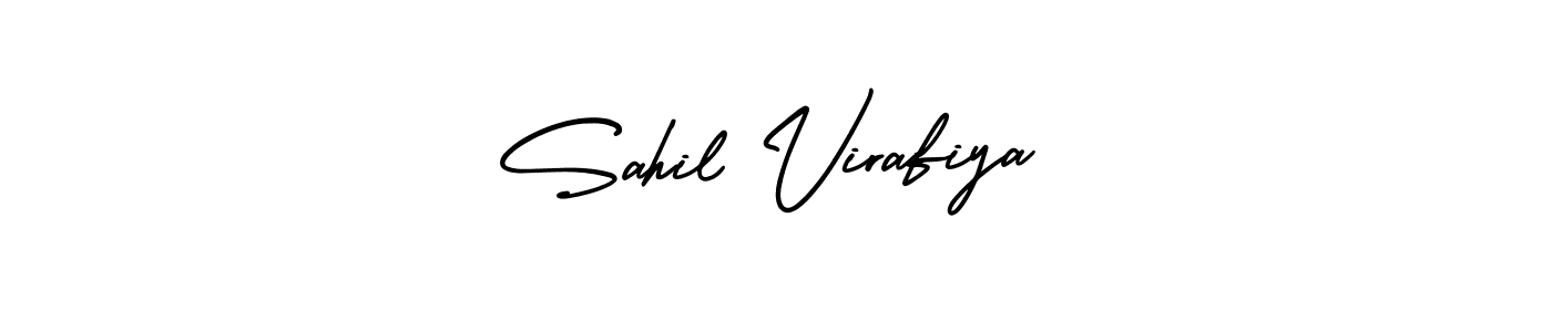 if you are searching for the best signature style for your name Sahil Virafiya. so please give up your signature search. here we have designed multiple signature styles  using AmerikaSignatureDemo-Regular. Sahil Virafiya signature style 3 images and pictures png