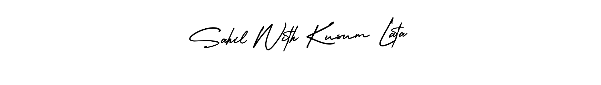 Check out images of Autograph of Sahil With Kusum Lata name. Actor Sahil With Kusum Lata Signature Style. AmerikaSignatureDemo-Regular is a professional sign style online. Sahil With Kusum Lata signature style 3 images and pictures png