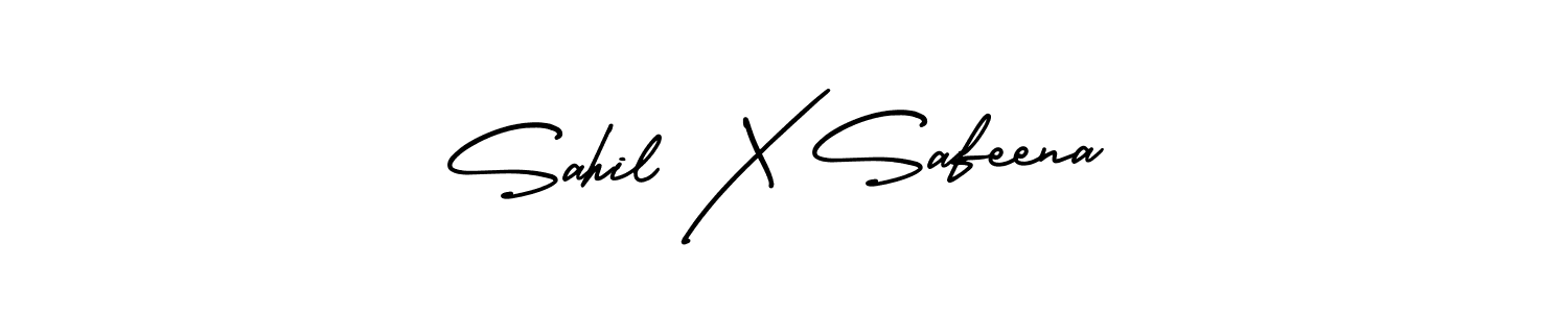 if you are searching for the best signature style for your name Sahil X Safeena. so please give up your signature search. here we have designed multiple signature styles  using AmerikaSignatureDemo-Regular. Sahil X Safeena signature style 3 images and pictures png