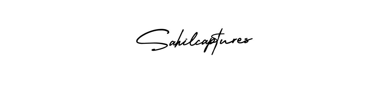 How to make Sahilcaptures name signature. Use AmerikaSignatureDemo-Regular style for creating short signs online. This is the latest handwritten sign. Sahilcaptures signature style 3 images and pictures png