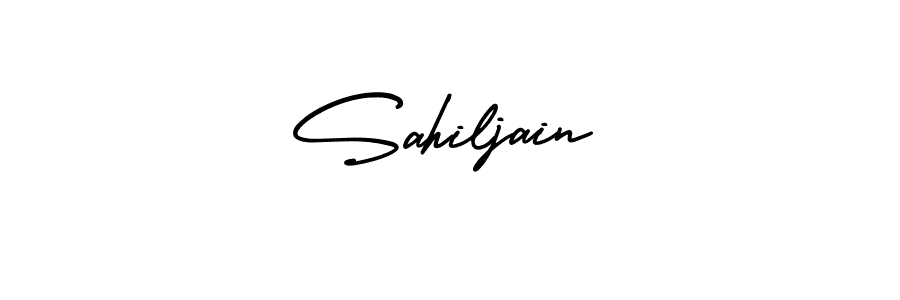 if you are searching for the best signature style for your name Sahiljain. so please give up your signature search. here we have designed multiple signature styles  using AmerikaSignatureDemo-Regular. Sahiljain signature style 3 images and pictures png