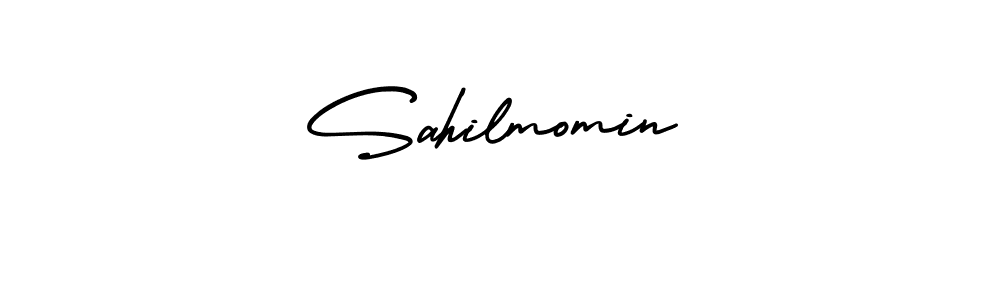 if you are searching for the best signature style for your name Sahilmomin. so please give up your signature search. here we have designed multiple signature styles  using AmerikaSignatureDemo-Regular. Sahilmomin signature style 3 images and pictures png