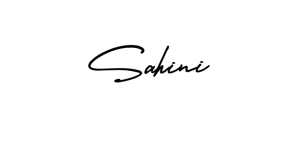 You should practise on your own different ways (AmerikaSignatureDemo-Regular) to write your name (Sahini) in signature. don't let someone else do it for you. Sahini signature style 3 images and pictures png