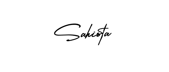 The best way (AmerikaSignatureDemo-Regular) to make a short signature is to pick only two or three words in your name. The name Sahista include a total of six letters. For converting this name. Sahista signature style 3 images and pictures png