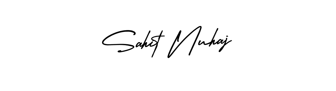 The best way (AmerikaSignatureDemo-Regular) to make a short signature is to pick only two or three words in your name. The name Sahit Nuhaj include a total of six letters. For converting this name. Sahit Nuhaj signature style 3 images and pictures png