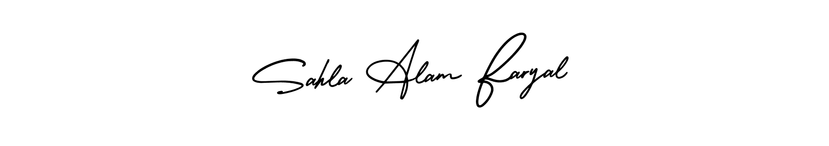AmerikaSignatureDemo-Regular is a professional signature style that is perfect for those who want to add a touch of class to their signature. It is also a great choice for those who want to make their signature more unique. Get Sahla Alam Faryal name to fancy signature for free. Sahla Alam Faryal signature style 3 images and pictures png