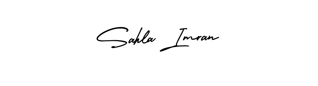 This is the best signature style for the Sahla Imran name. Also you like these signature font (AmerikaSignatureDemo-Regular). Mix name signature. Sahla Imran signature style 3 images and pictures png