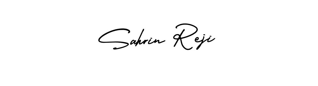 You should practise on your own different ways (AmerikaSignatureDemo-Regular) to write your name (Sahrin Reji) in signature. don't let someone else do it for you. Sahrin Reji signature style 3 images and pictures png