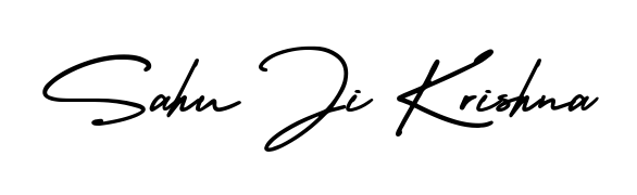 A stylish, flowing autograph style designed for name Sahu Ji Krishna using AmerikaSignatureDemo-Regular typography. Perfect for digital creative projects. Sahu Ji Krishna signature style 3 images and pictures png