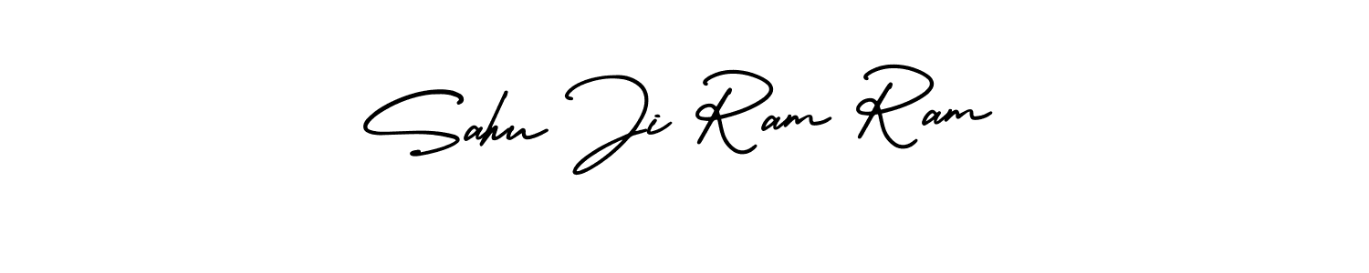 How to make Sahu Ji Ram Ram name signature. Use AmerikaSignatureDemo-Regular style for creating short signs online. This is the latest handwritten sign. Sahu Ji Ram Ram signature style 3 images and pictures png