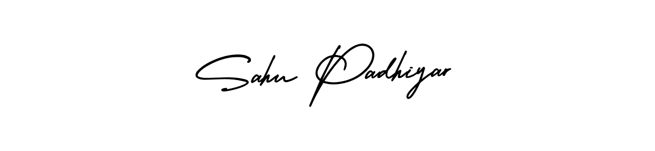 The best way (AmerikaSignatureDemo-Regular) to make a short signature is to pick only two or three words in your name. The name Sahu Padhiyar include a total of six letters. For converting this name. Sahu Padhiyar signature style 3 images and pictures png