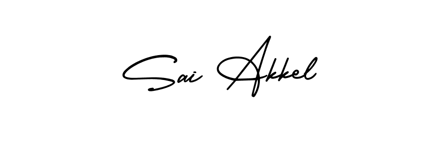 You should practise on your own different ways (AmerikaSignatureDemo-Regular) to write your name (Sai Akkel) in signature. don't let someone else do it for you. Sai Akkel signature style 3 images and pictures png