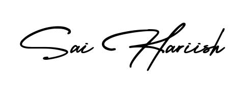 Designed for modern professionals: Sai Hariish name signature crafted with AmerikaSignatureDemo-Regular script. Ready for digital PDF workflows. Sai Hariish signature style 3 images and pictures png