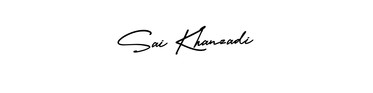 This is the best signature style for the Sai Khanzadi name. Also you like these signature font (AmerikaSignatureDemo-Regular). Mix name signature. Sai Khanzadi signature style 3 images and pictures png