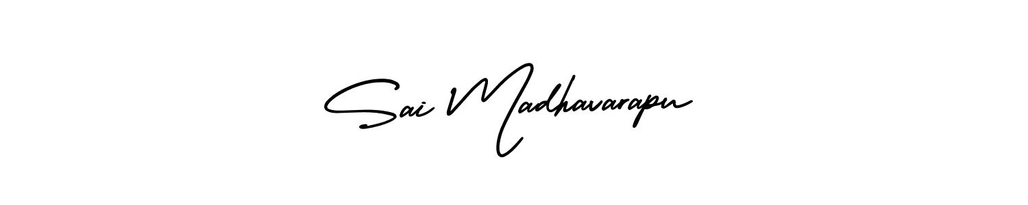 You should practise on your own different ways (AmerikaSignatureDemo-Regular) to write your name (Sai Madhavarapu) in signature. don't let someone else do it for you. Sai Madhavarapu signature style 3 images and pictures png