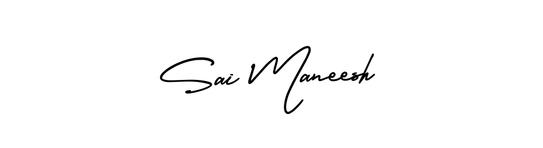 How to make Sai Maneesh name signature. Use AmerikaSignatureDemo-Regular style for creating short signs online. This is the latest handwritten sign. Sai Maneesh signature style 3 images and pictures png