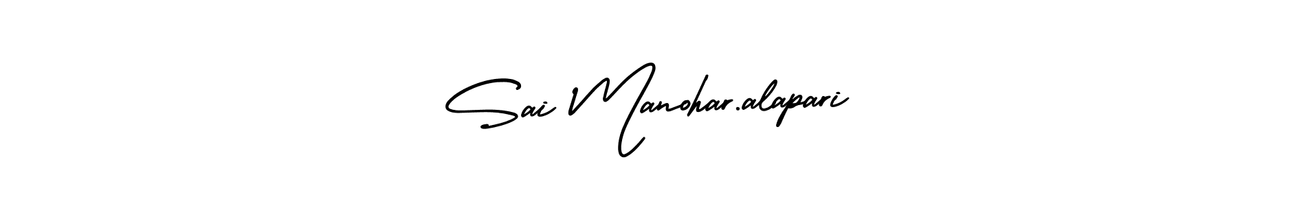 The best way (AmerikaSignatureDemo-Regular) to make a short signature is to pick only two or three words in your name. The name Sai Manohar.alapari include a total of six letters. For converting this name. Sai Manohar.alapari signature style 3 images and pictures png