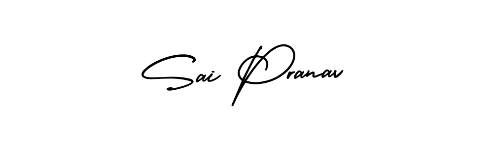 The best way (AmerikaSignatureDemo-Regular) to make a short signature is to pick only two or three words in your name. The name Sai Pranav include a total of six letters. For converting this name. Sai Pranav signature style 3 images and pictures png